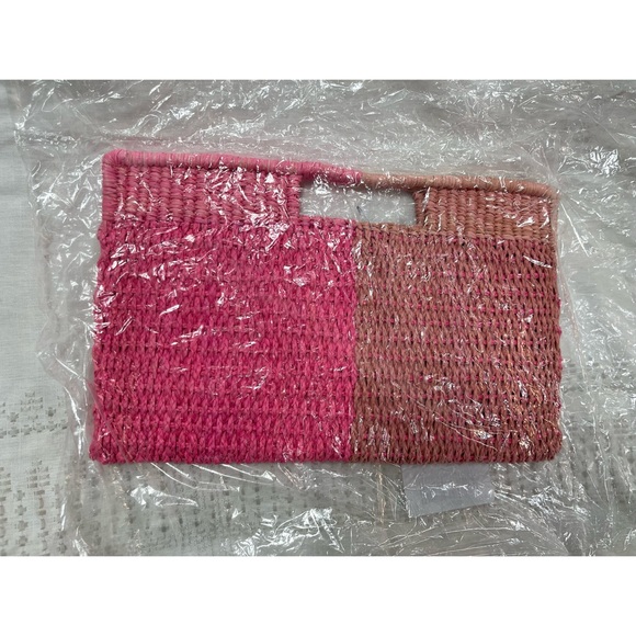 Anthropologie Colorblocked Straw Clutch -Pink- NWT - Picture 7 of 9